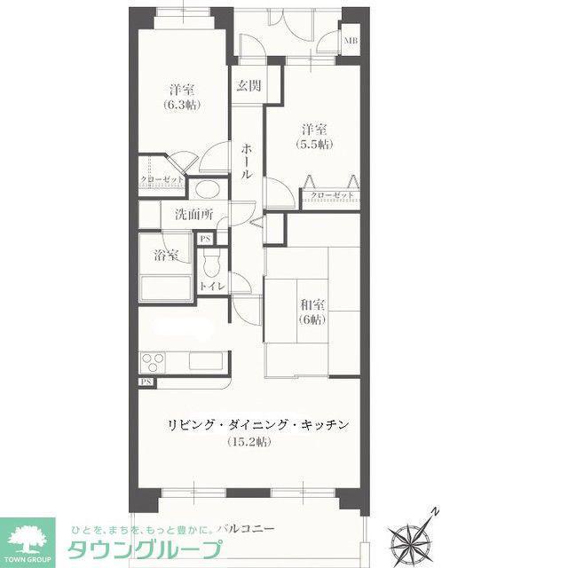 YMレジデンス相模大野(3LDK/3階)の間取り写真