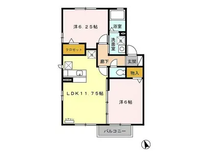 レオ シェスタ(2LDK/1階)の間取り写真