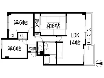 カーサ・ドゥ・テソロ(3LDK/3階)の間取り写真