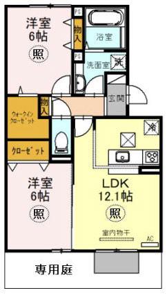 ラ・ヴェール鈴蘭(2LDK/2階)の間取り写真