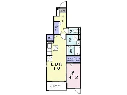 ＪＲ草津線 手原駅 徒歩11分 3階建 築13年(1LDK/1階)の間取り写真