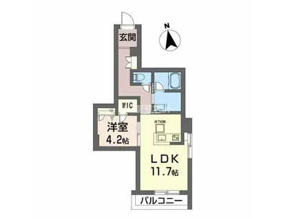 ディアマント番町(1LDK/1階)の間取り写真