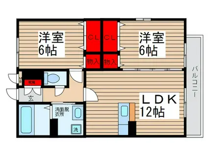 バニュルスIV(2LDK/2階)の間取り写真