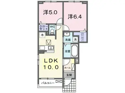 セリーンガーデン III(2LDK/1階)の間取り写真