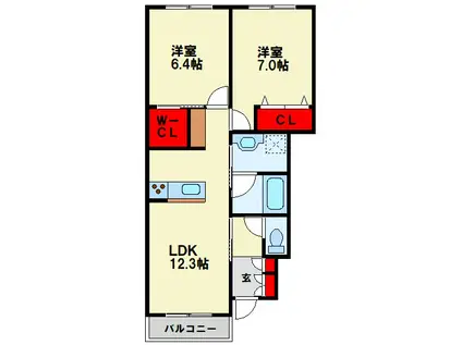 フルハウスII(2LDK/1階)の間取り写真
