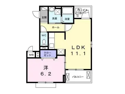 ホームズ豊田ウエスト(1LDK/3階)の間取り写真