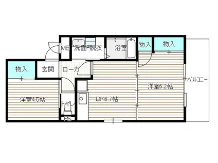 クレール大島(2DK/3階)の間取り写真