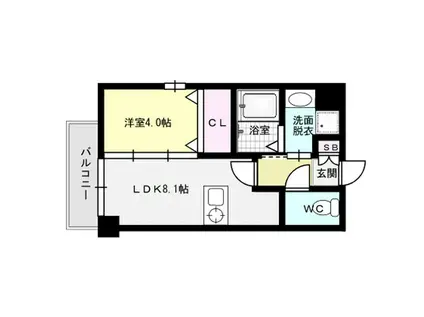 アヴァンティ春日原(1LDK/3階)の間取り写真