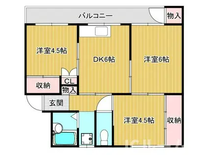 ヴィラナリー上越V(3DK/4階)の間取り写真