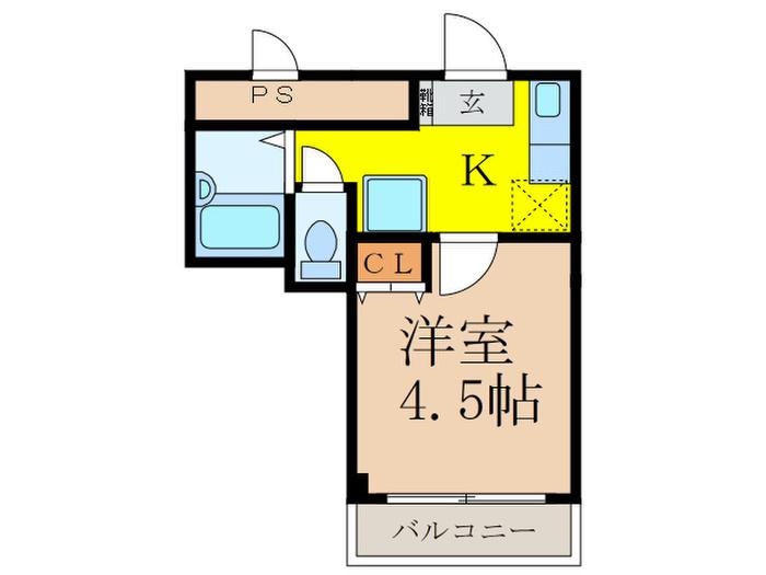 イーズ南春日丘(1K/5階)の間取り写真