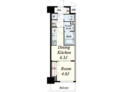 FUTURE一条(1DK/6階)の間取り写真