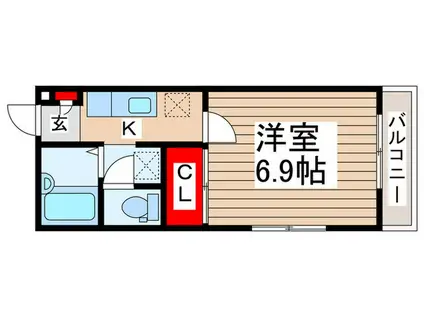 サンワハイツ柏の葉(1K/2階)の間取り写真