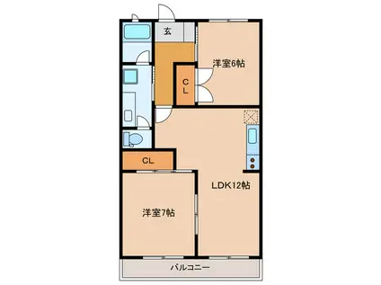 ルチェーレ泉(2LDK/2階)の間取り写真