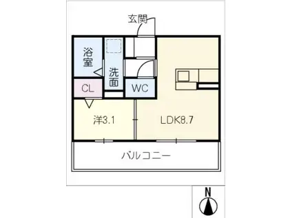 GUTTA(1LDK/2階)の間取り写真