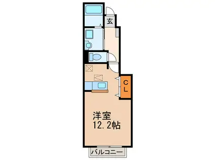 レザンI・II(ワンルーム/1階)の間取り写真