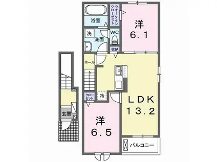エアリー ブルーム A(2LDK/2階)の間取り写真
