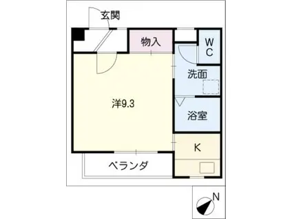 ル・ポール八事南棟(1K/2階)の間取り写真