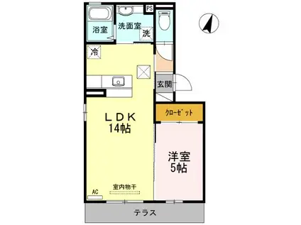 ラ・カーサ ミーア A棟(1LDK/1階)の間取り写真