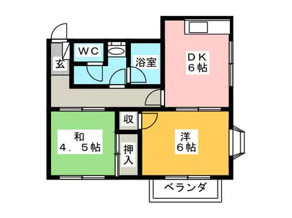平田コーポA(2DK/1階)の間取り写真