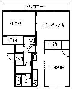 グランクレスト(2LDK/3階)の間取り写真