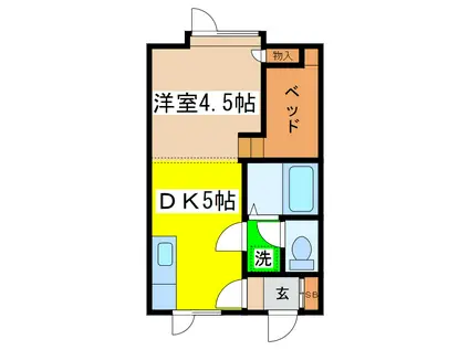 インペリアル芦野(1DK/2階)の間取り写真