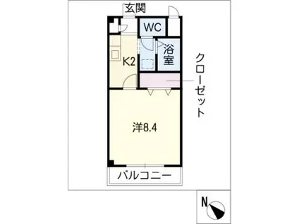 アルカディアIII(1K/2階)の間取り写真