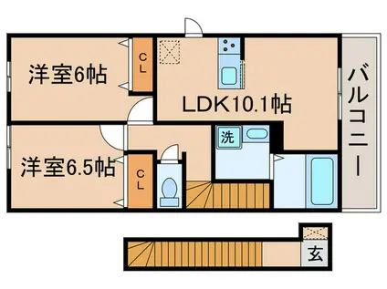 ミオ カーム(2LDK/2階)の間取り写真