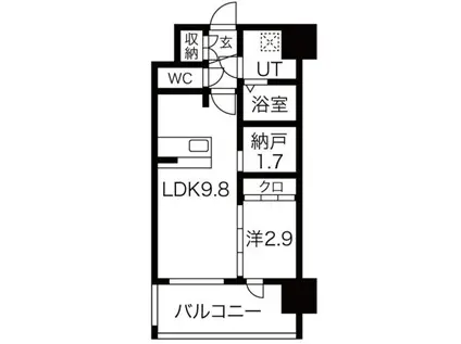 エストワン東大阪2(1SLDK/12階)の間取り写真