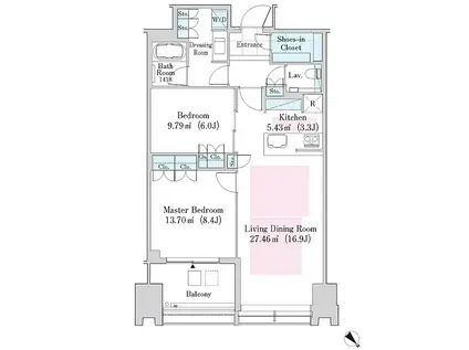 ラ・トゥール新宿ガーデン  礼無 手無 コンシェルジュ(2LDK/30階)の間取り写真