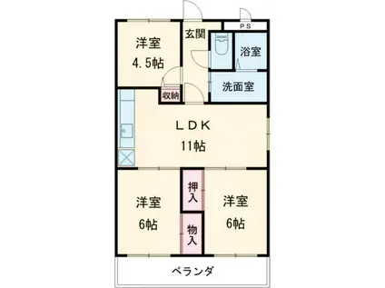 三向ハイツNO.5(3LDK/3階)の間取り写真