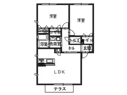 シャーメゾン東花園B棟(2LDK/1階)の間取り写真