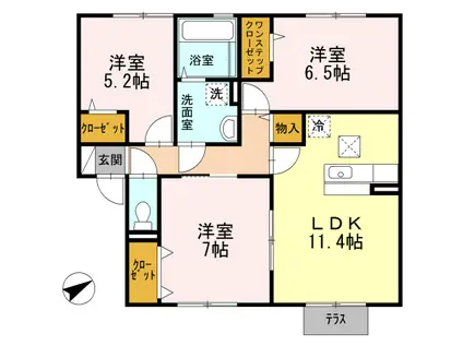 オーハマヴィラ(3LDK/1階)の間取り写真