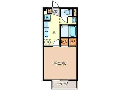 サープラスクレアH&K(1K/2階)の間取り写真