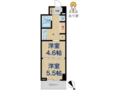 メゾン・デュ・オーラ山下町(2K/7階)の間取り写真