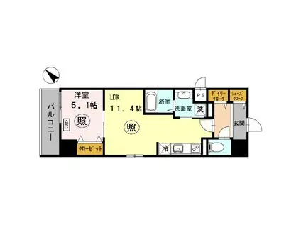 神戸ハーバーサイド 萬利レジデンス(1LDK/2階)の間取り写真