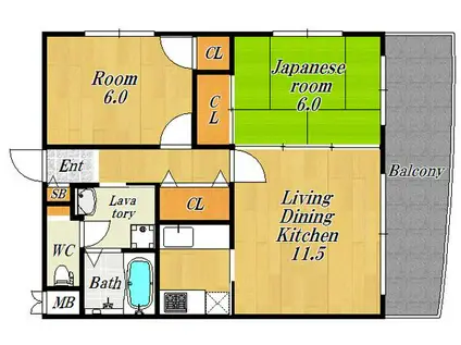 ネスト95(2LDK/7階)の間取り写真