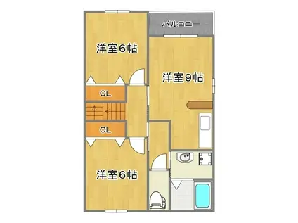 松山弐番館(2LDK/2階)の間取り写真