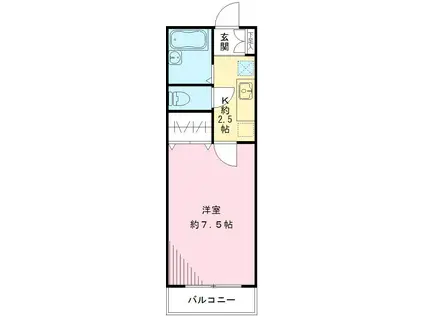 グランシャリオI(1K/1階)の間取り写真