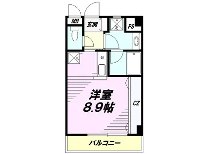 クアイエット(ワンルーム/3階)の間取り写真