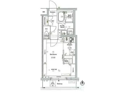 AXAS目黒祐天寺(ワンルーム/4階)の間取り写真