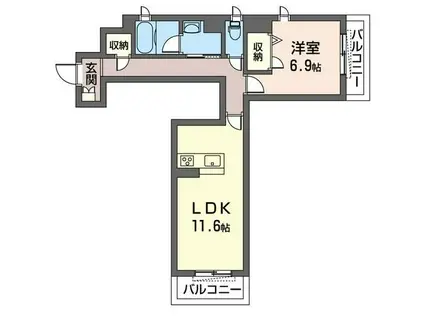 グランデ チッタ セントラルパーク(1LDK/3階)の間取り写真