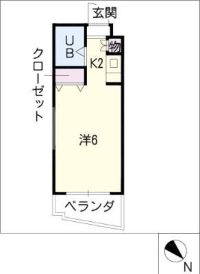 ジョイフル照ヶ丘(1K/4階)の間取り写真