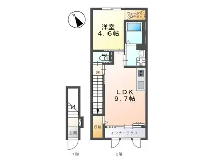 FIRST(1LDK/2階)の間取り写真