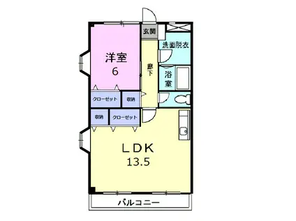 シャリオール(1LDK/4階)の間取り写真