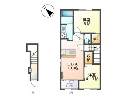 三木市緑が丘町本町一丁目アパート(2LDK/1階)の間取り写真