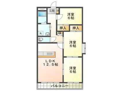 エクセリア・ドゥ(3LDK/2階)の間取り写真