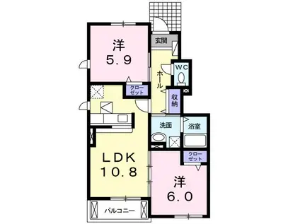 プリムローズ(2LDK/1階)の間取り写真