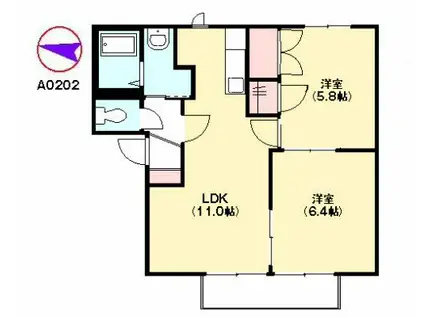 セントレージTMR(2LDK/2階)の間取り写真