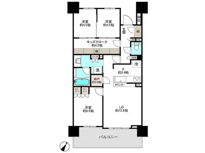 クレヴィア豊田多摩平の森RESIDENCE(3LDK/9階)の間取り写真