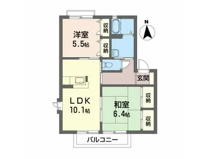 ハイツ桜池(2LDK/2階)の間取り写真